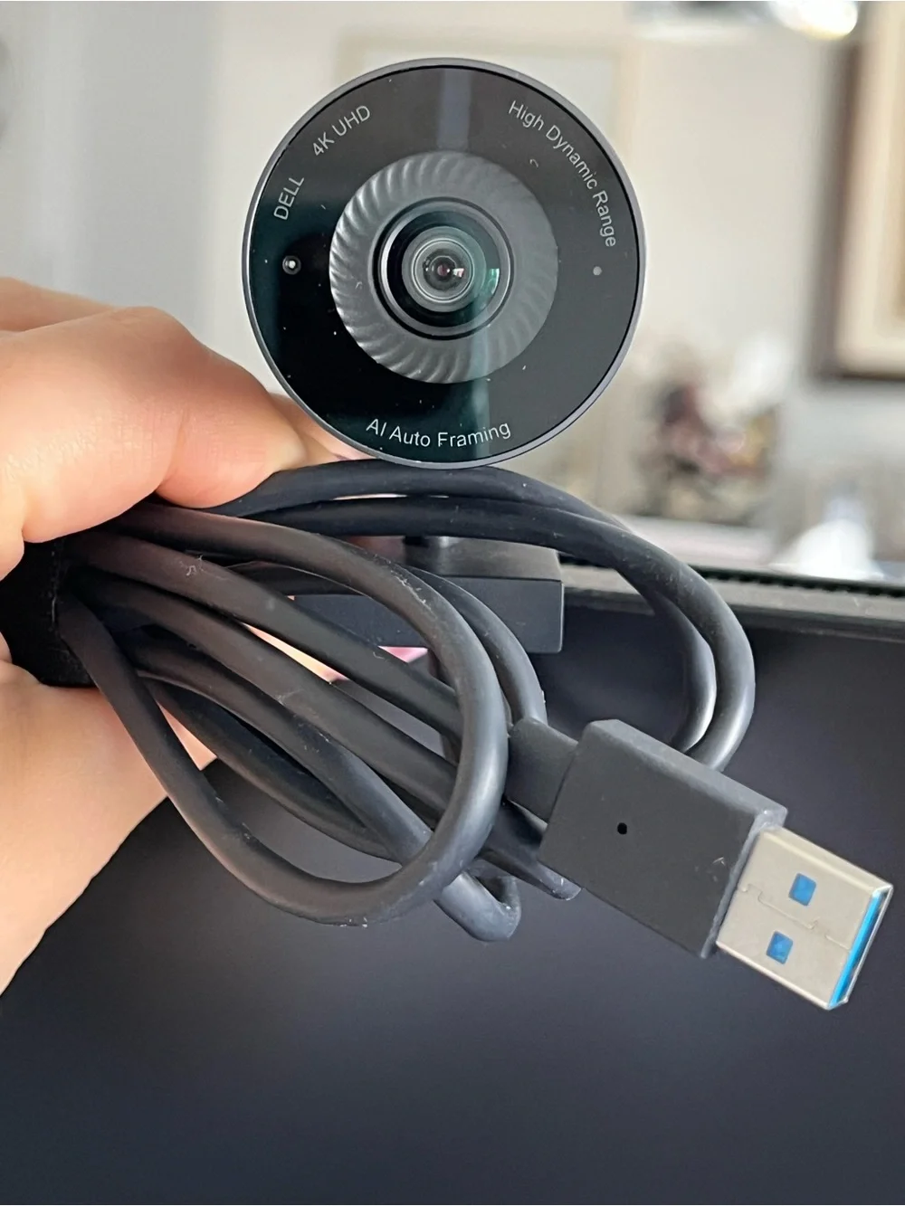 Dell 4K Webcam with Black Circular Glass Lens